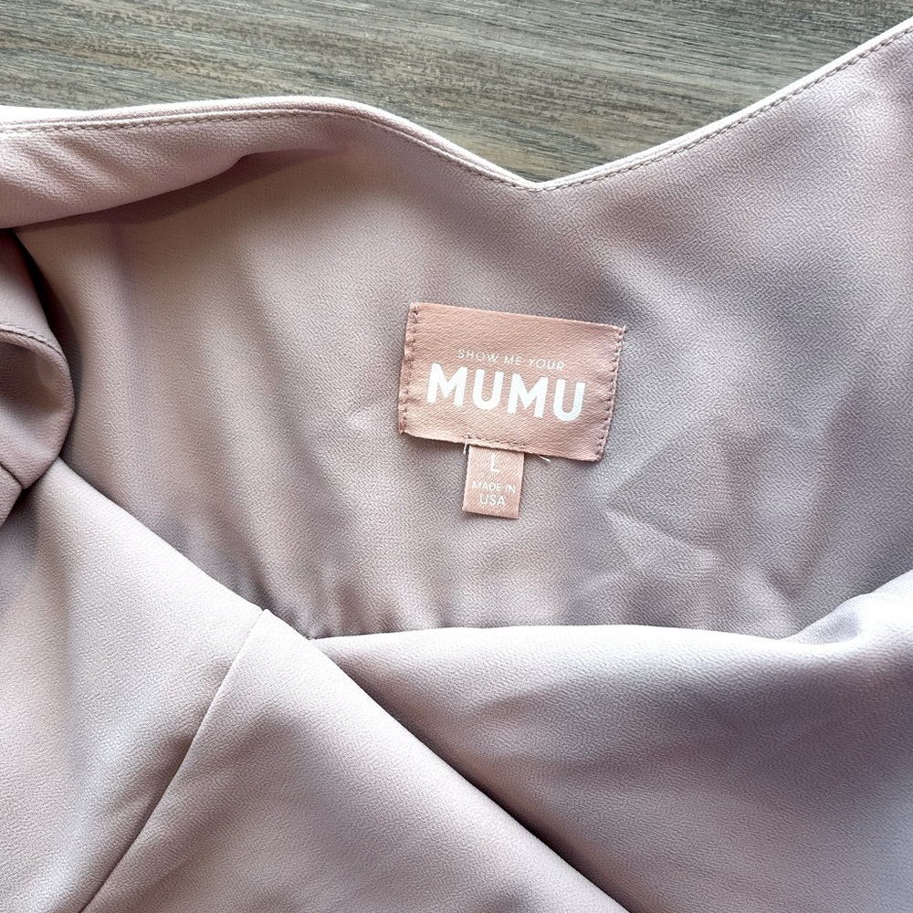 Show Me Your MuMu Soft Beige Faith ChiffonMaxi  Spaghetti Strap Dress Size L - Picture 11 of 11